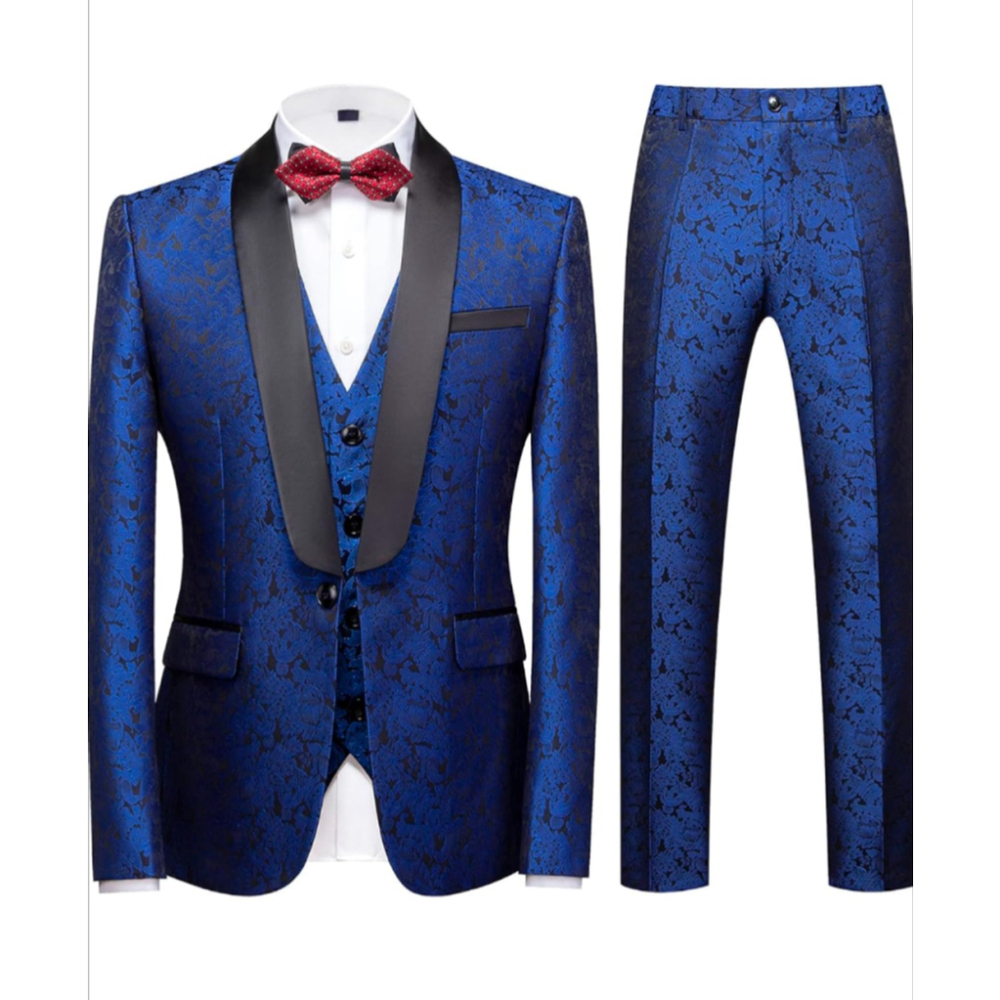 Men's Kuduro Suit 3 piece Set Size medium Blue Floral